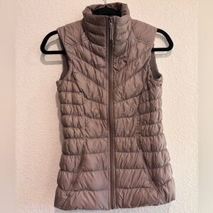 Athleta Women's Goose Down Puffer Vest in Taupe